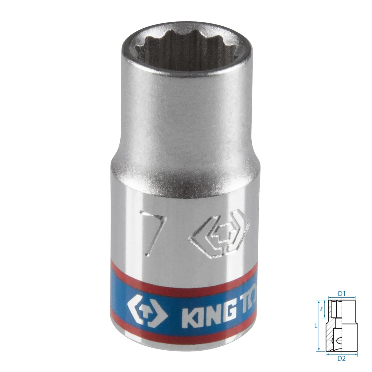 Головка торцевая стандартная двенадцатигранная 1/4", 7 мм KING TONY 233007M
