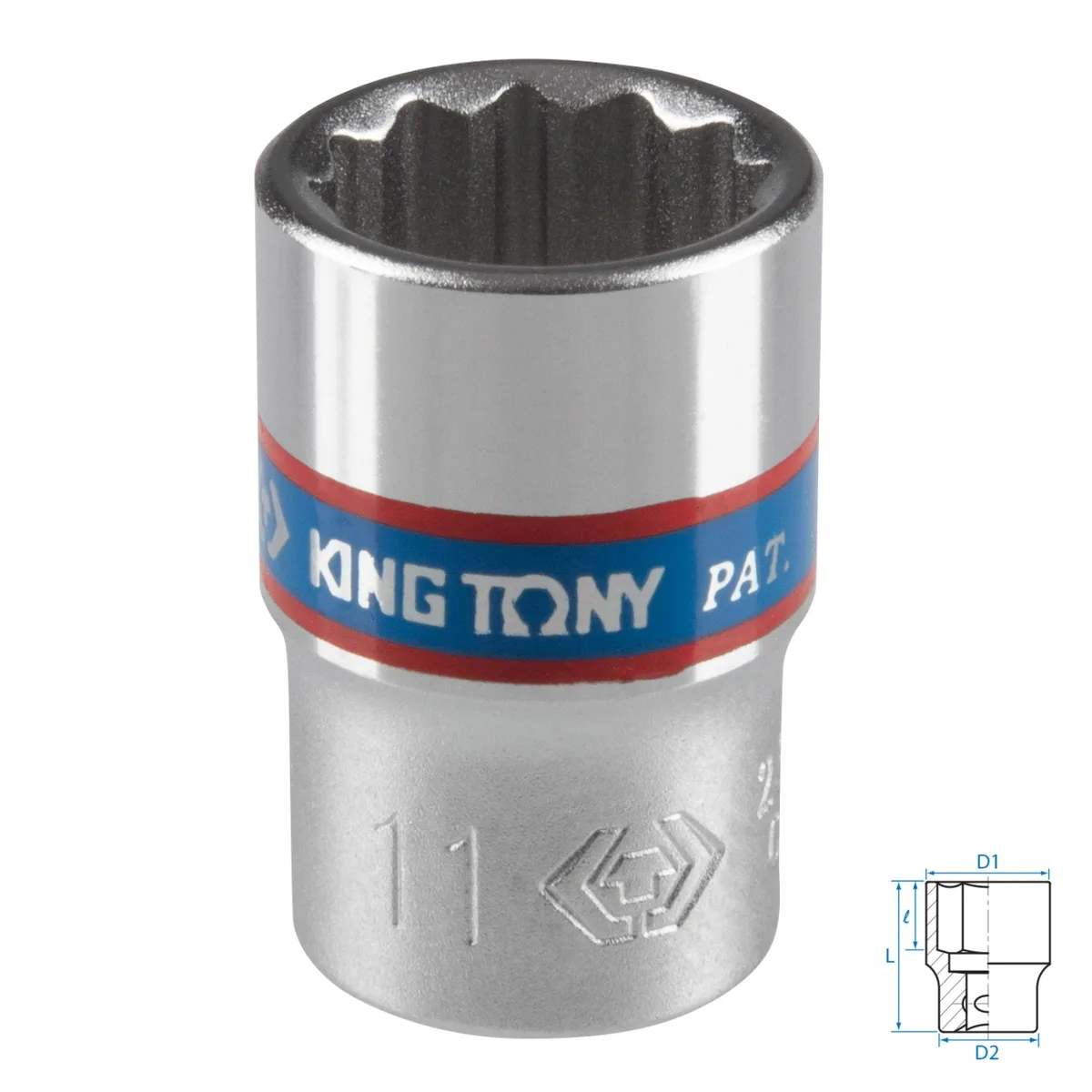 Головка торцевая стандартная двенадцатигранная 1/4", 11 мм KING TONY 233011M