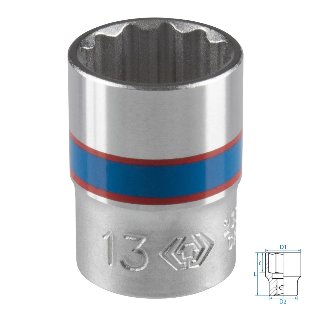 Головка торцевая стандартная двенадцатигранная 1/4", 13 мм KING TONY 233013M