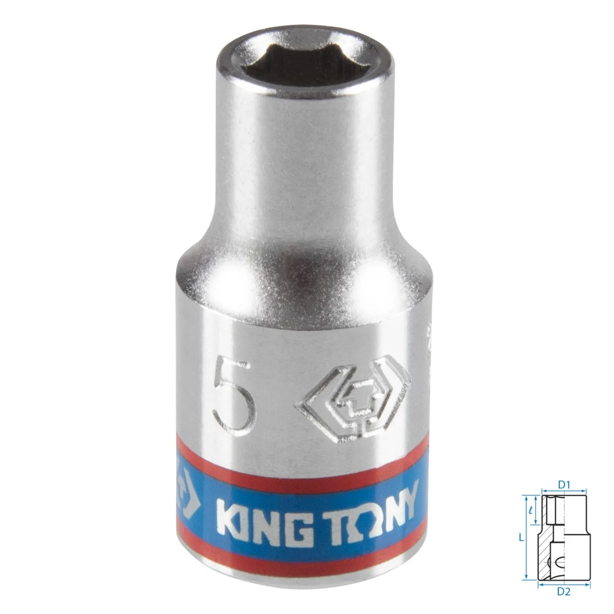 Головка торцевая стандартная шестигранная 1/4", 5 мм KING TONY 233505M