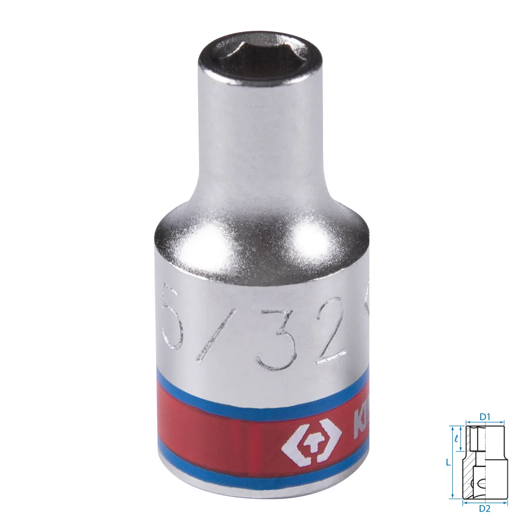 Головка торцевая стандартная шестигранная 1/4", 5/32", дюймовая KING TONY 233505S