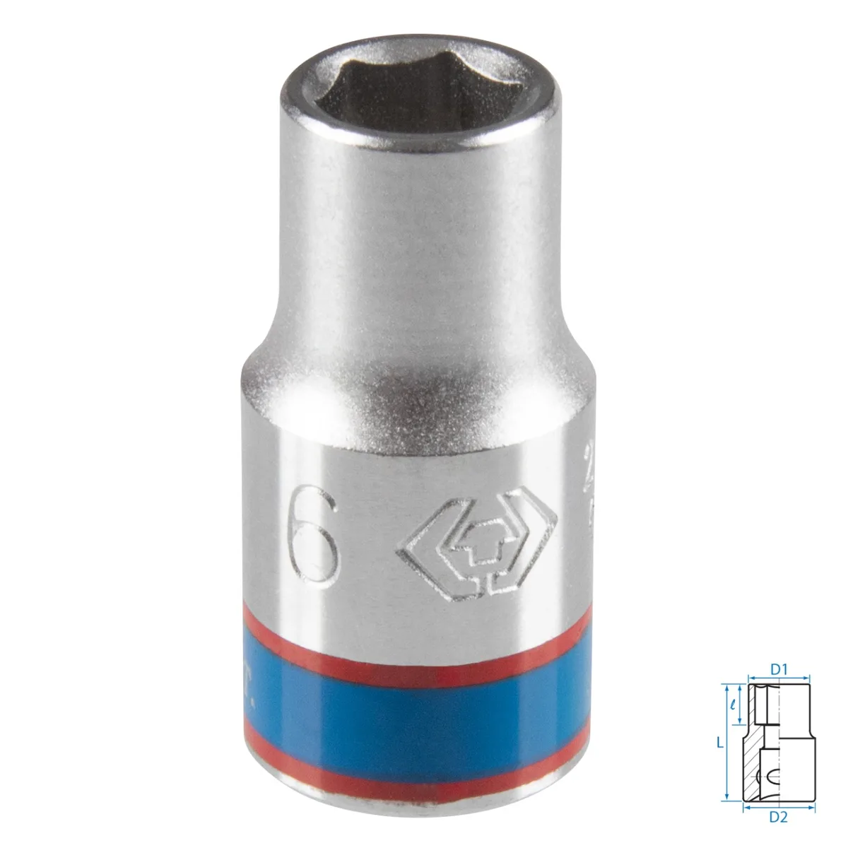 Головка торцевая стандартная шестигранная 1/4", 6 мм KING TONY 233506M