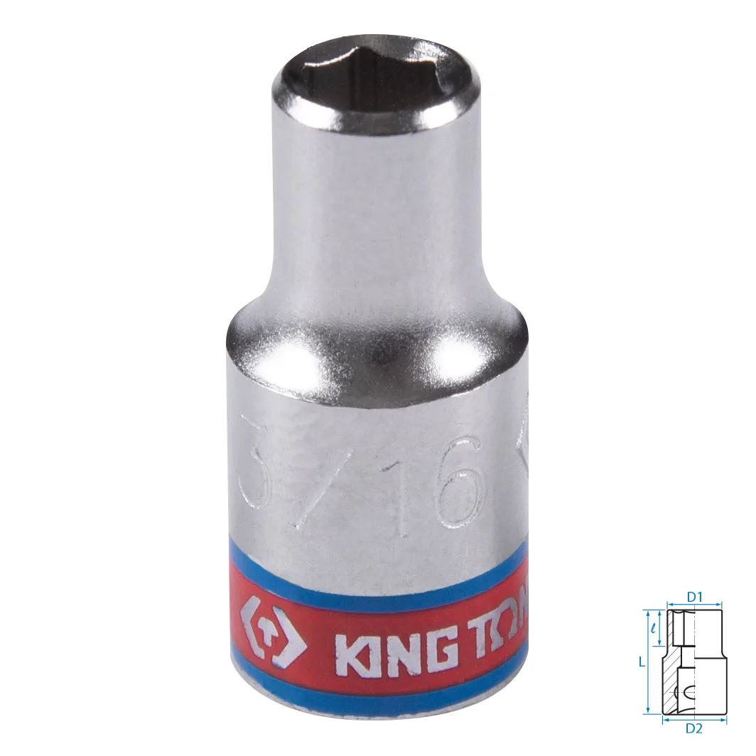 Головка торцевая стандартная шестигранная 1/4", 3/16", дюймовая KING TONY 233506S