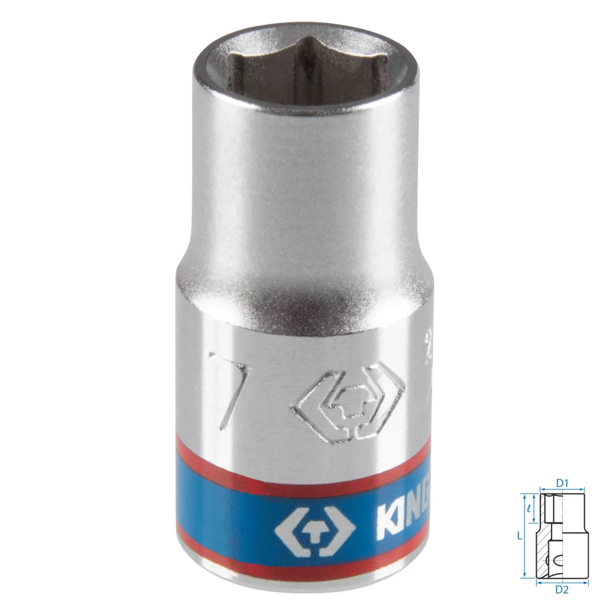 Головка торцевая стандартная шестигранная 1/4", 7 мм KING TONY 233507M