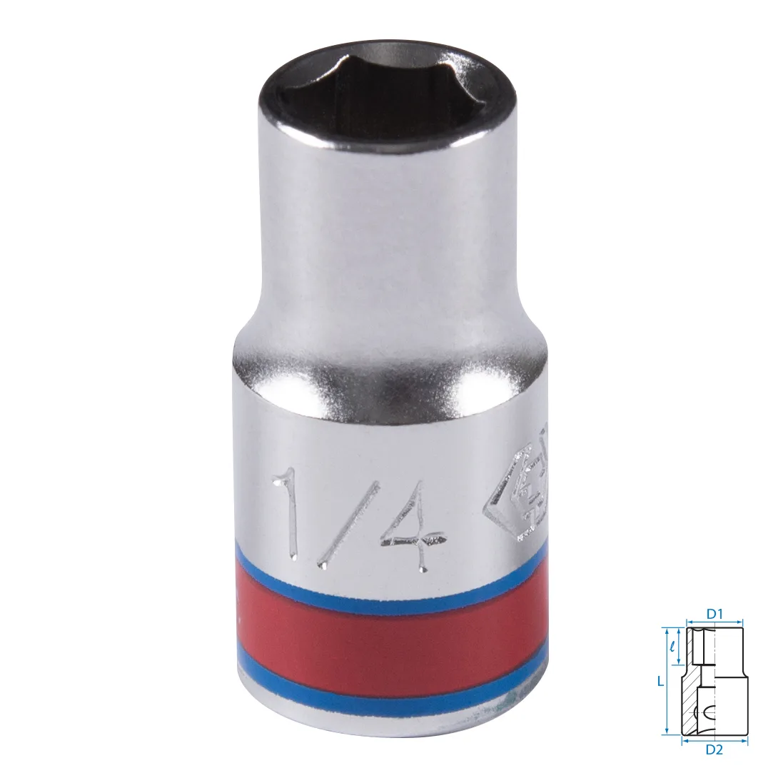 Головка торцевая стандартная шестигранная 1/4", 1/4", дюймовая KING TONY 233508S