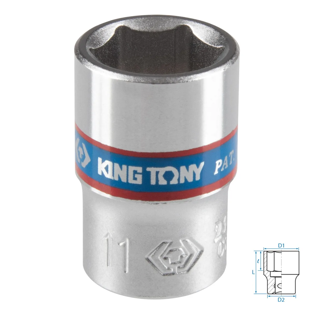 Головка торцевая стандартная шестигранная 1/4", 11 мм KING TONY 233511M