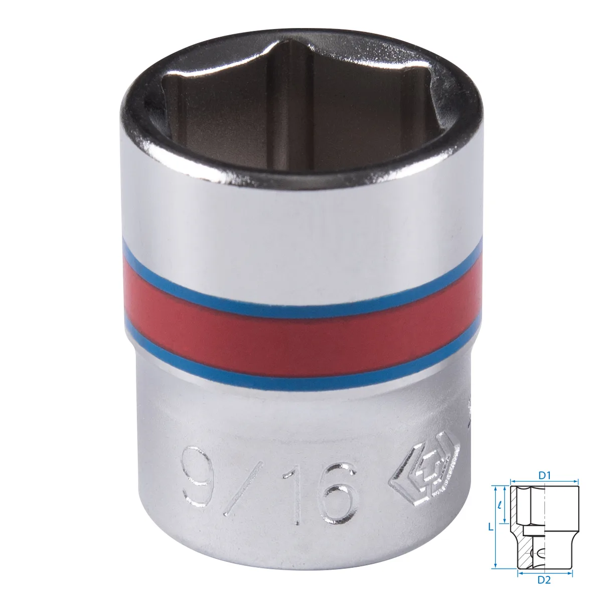 Головка торцевая стандартная шестигранная 1/4", 9/16", дюймовая KING TONY 233518S