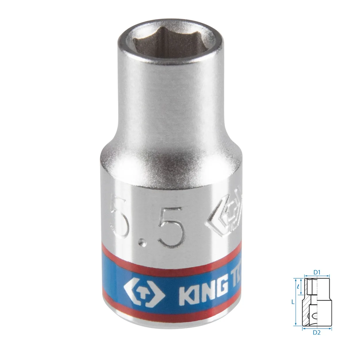 Головка торцевая стандартная шестигранная 1/4", 5,5 мм KING TONY 233555M