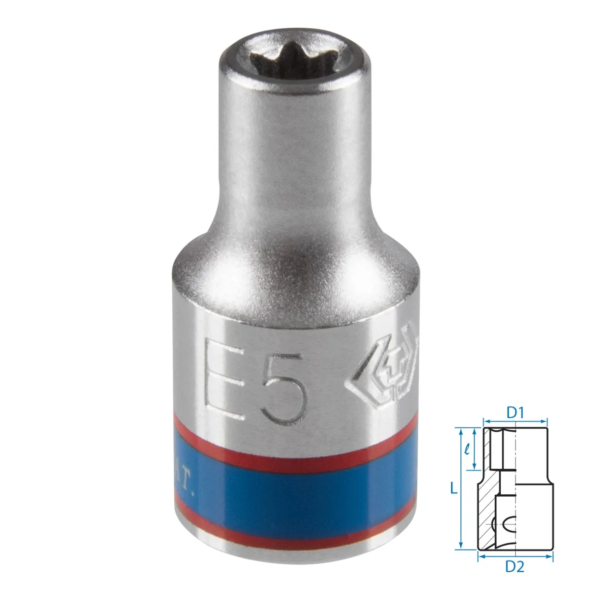 Головка торцевая TORX Е-стандарт 1/4", E5, L = 24 мм KING TONY 237505M