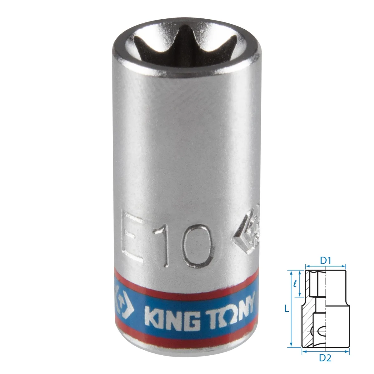 Головка торцевая TORX Е-стандарт 1/4", E10, L = 24 мм KING TONY 237510M