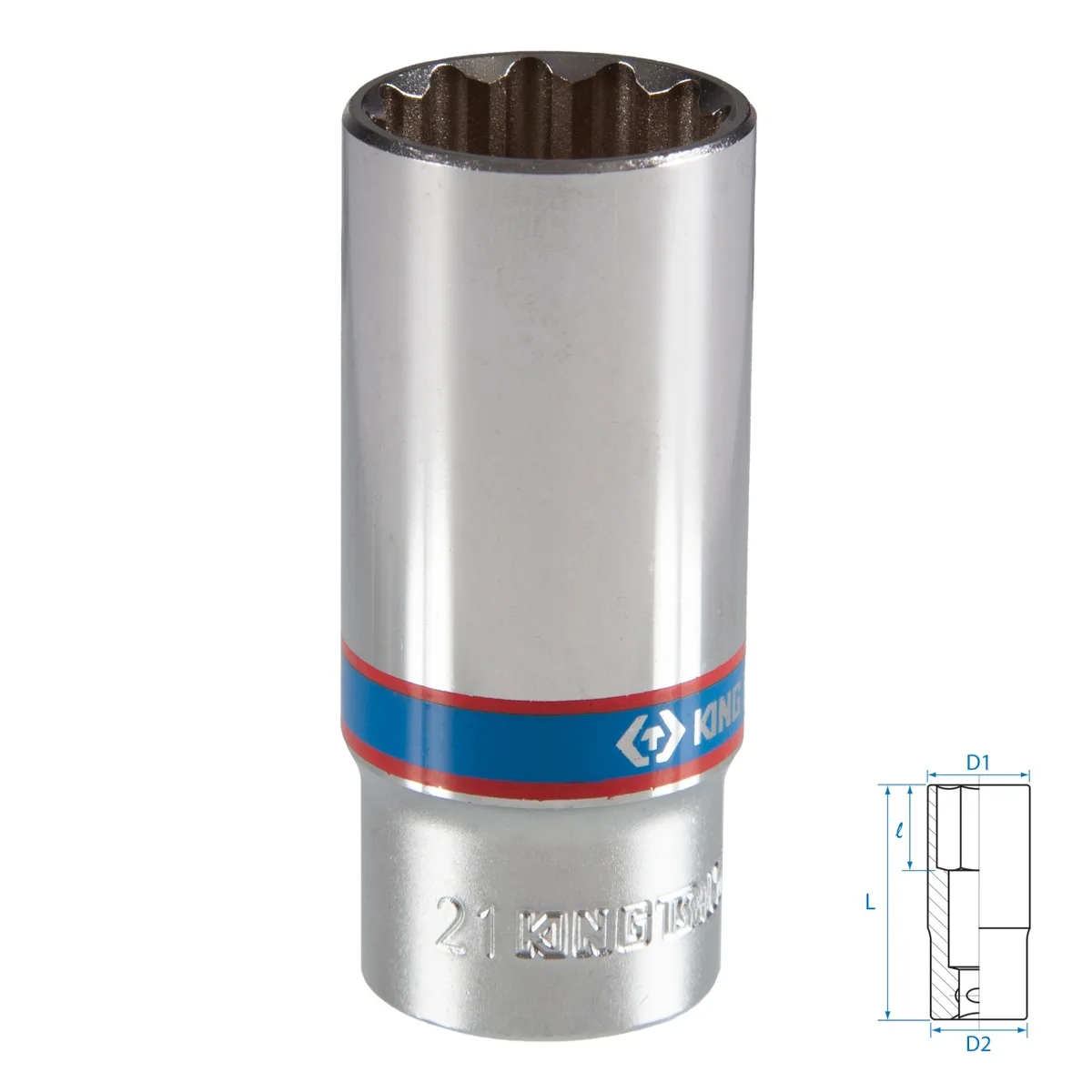 Головка торцевая глубокая двенадцатигранная 3/8", 21 мм KING TONY 323021M