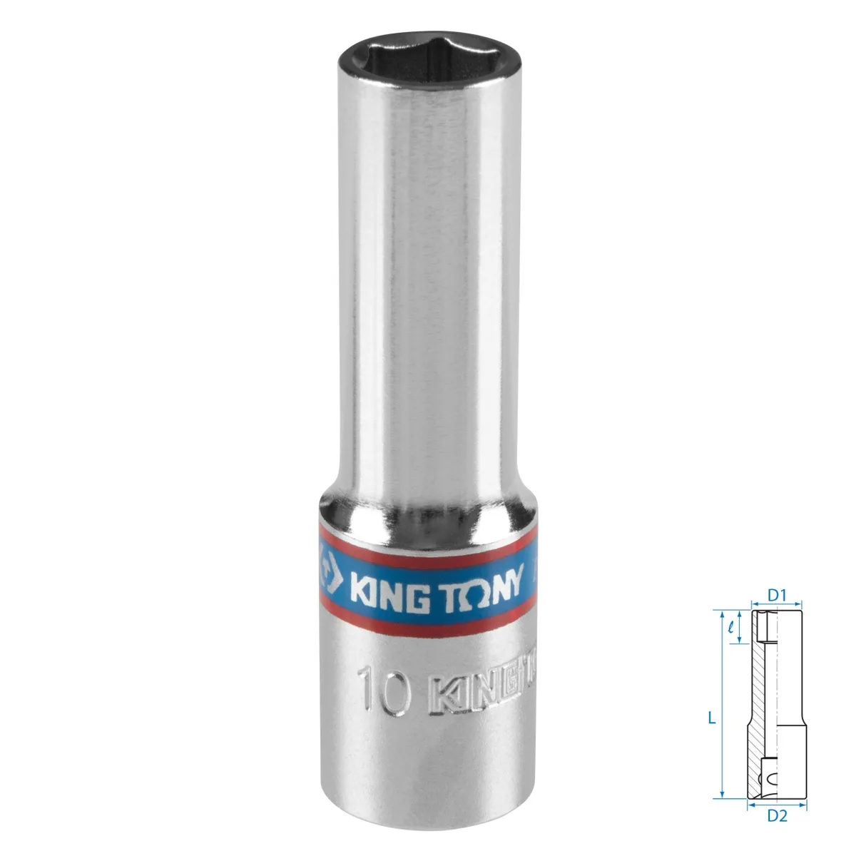 Головка торцевая глубокая шестигранная 3/8", 10 мм KING TONY 323510M