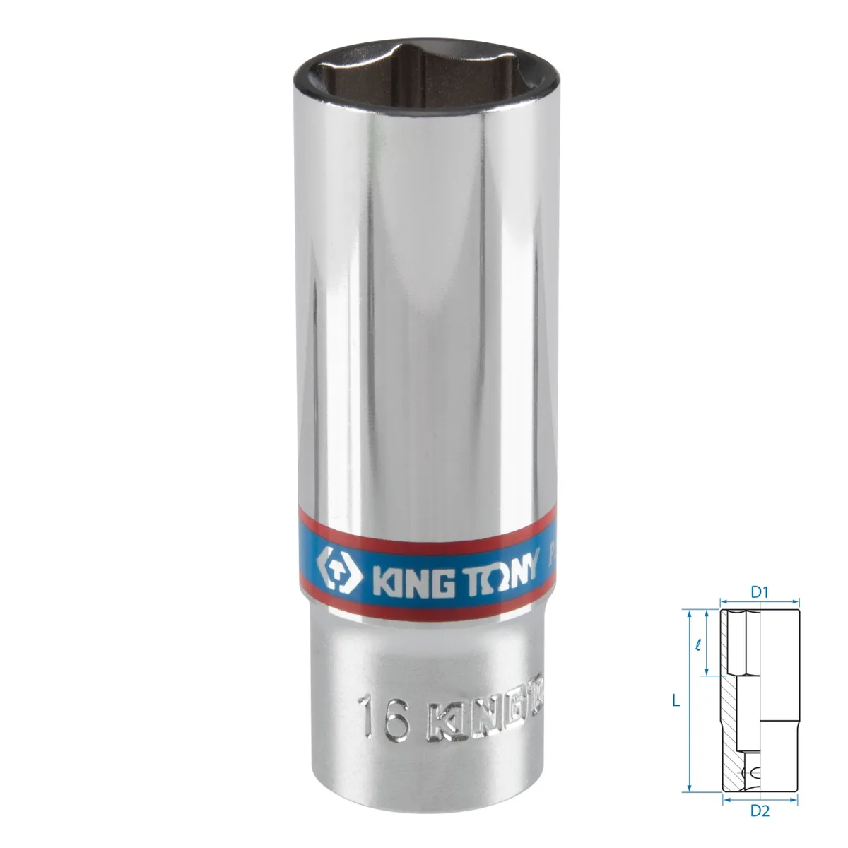 Головка торцевая глубокая шестигранная 3/8", 16 мм KING TONY 323516M