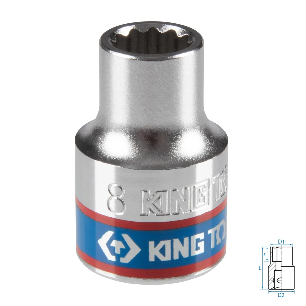 Головка торцевая стандартная двенадцатигранная 3/8", 8 мм KING TONY 333008M