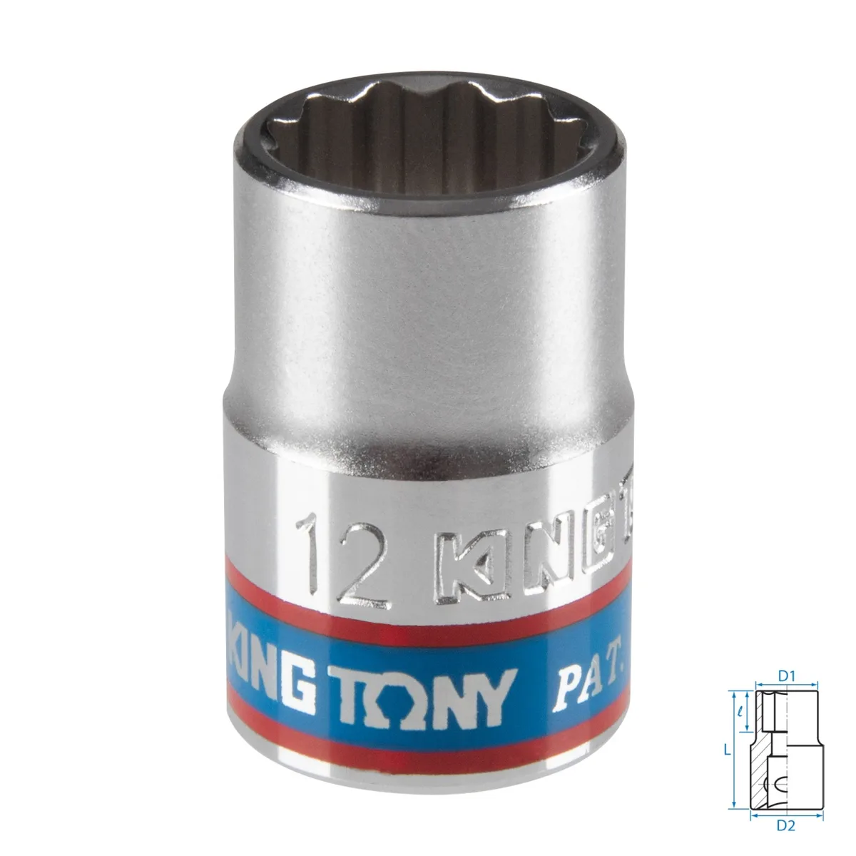 Головка торцевая стандартная двенадцатигранная 3/8", 12 мм KING TONY 333012M