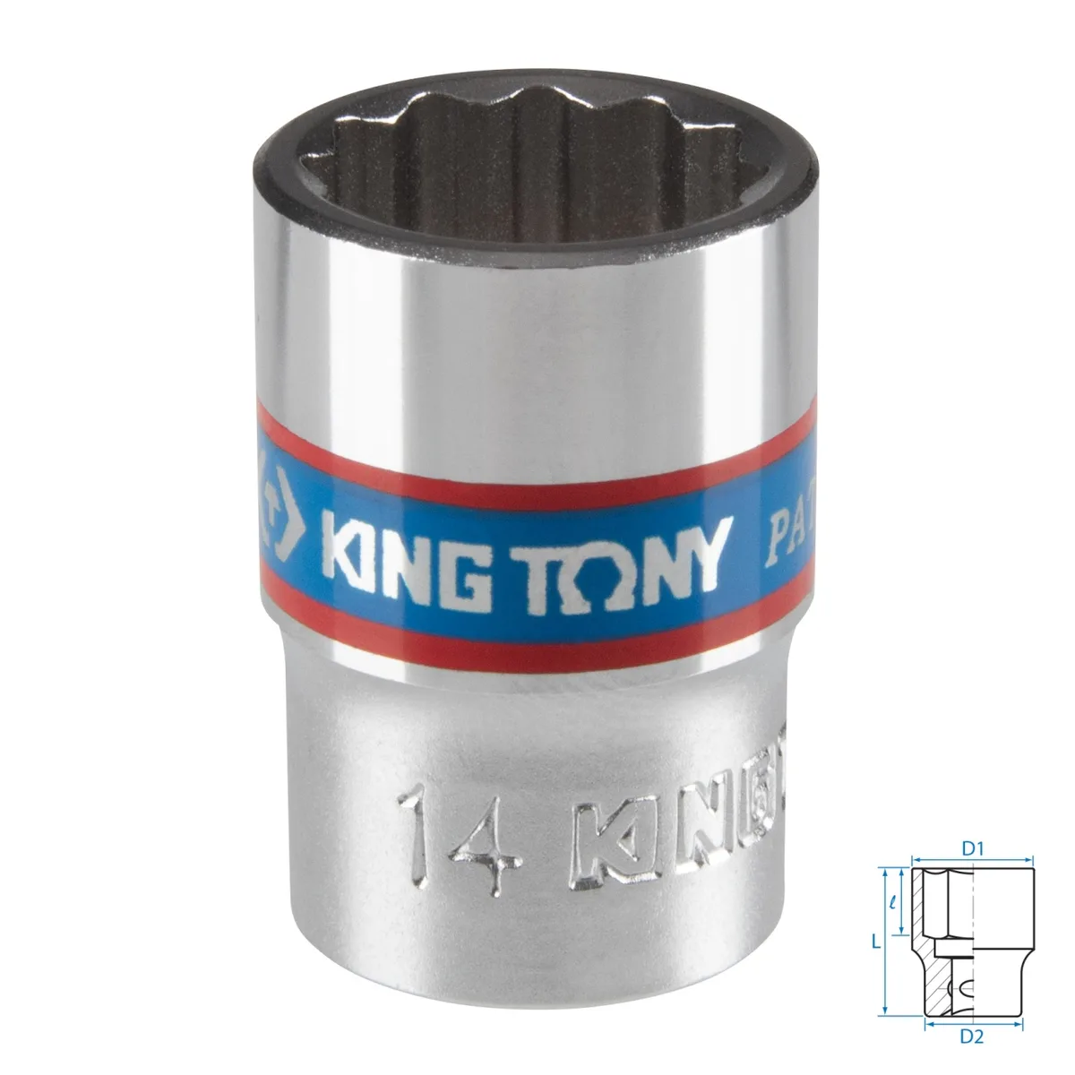 Головка торцевая стандартная двенадцатигранная 3/8", 14 мм KING TONY 333014M