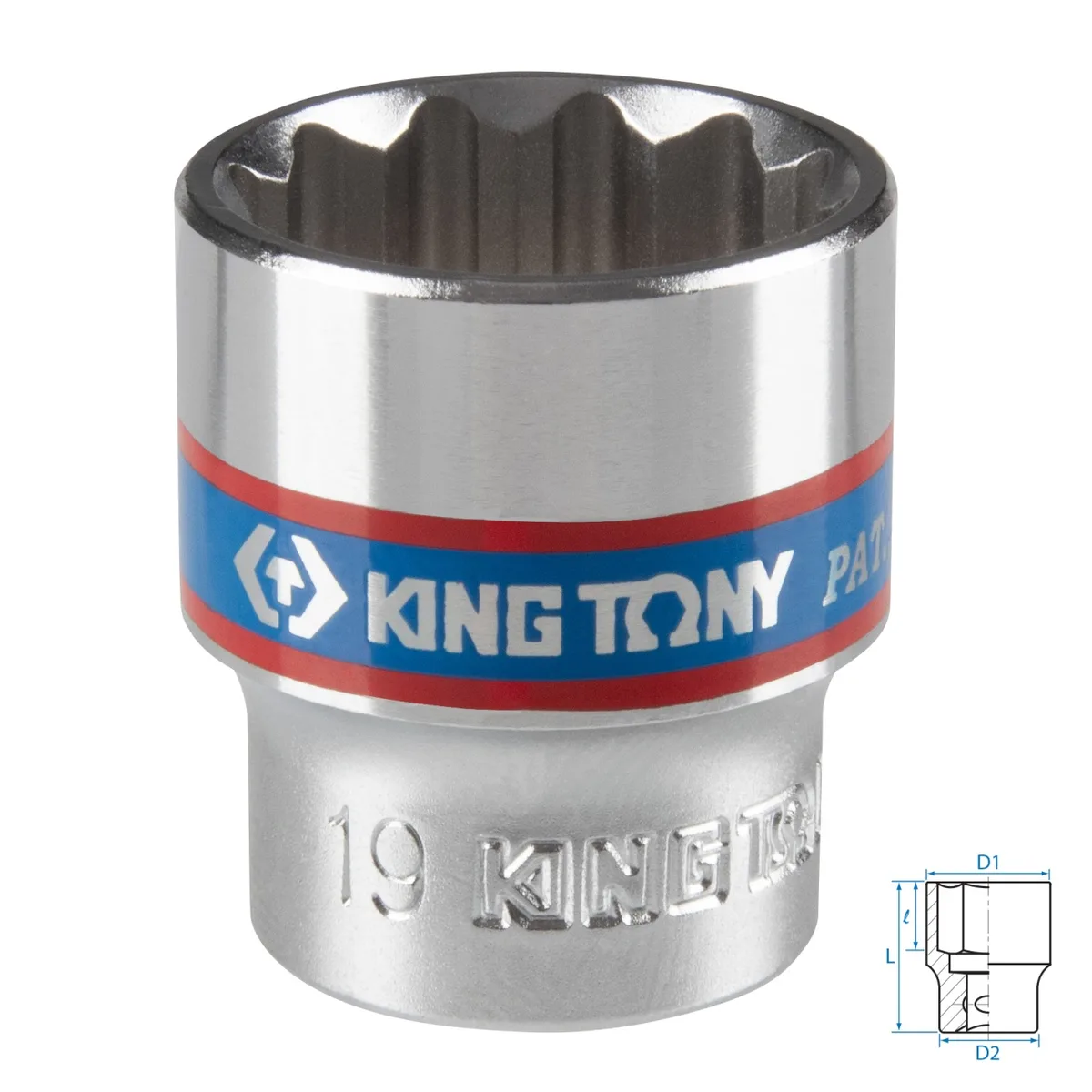 Головка торцевая стандартная двенадцатигранная 3/8", 19 мм KING TONY 333019M