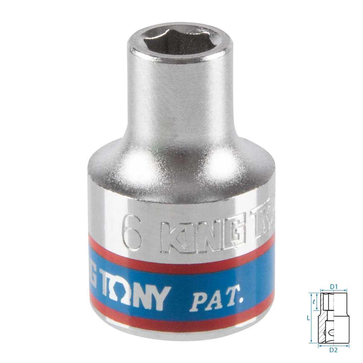 Головка торцевая стандартная шестигранная 3/8", 6 мм KING TONY 333506M