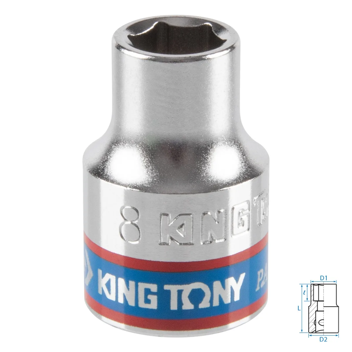 Головка торцевая стандартная шестигранная 3/8", 8 мм KING TONY 333508M