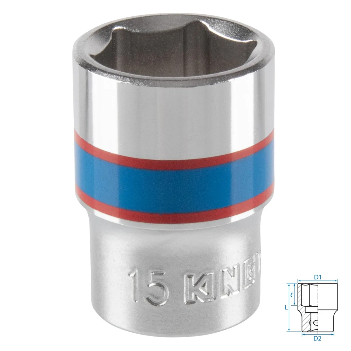 Головка торцевая стандартная шестигранная 3/8", 15 мм KING TONY 333515M