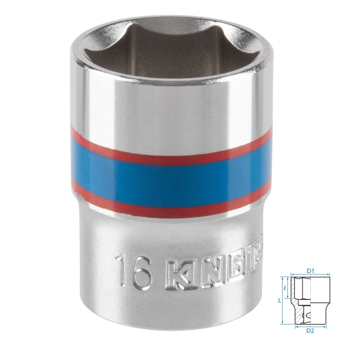 Головка торцевая стандартная шестигранная 3/8", 16 мм KING TONY 333516M