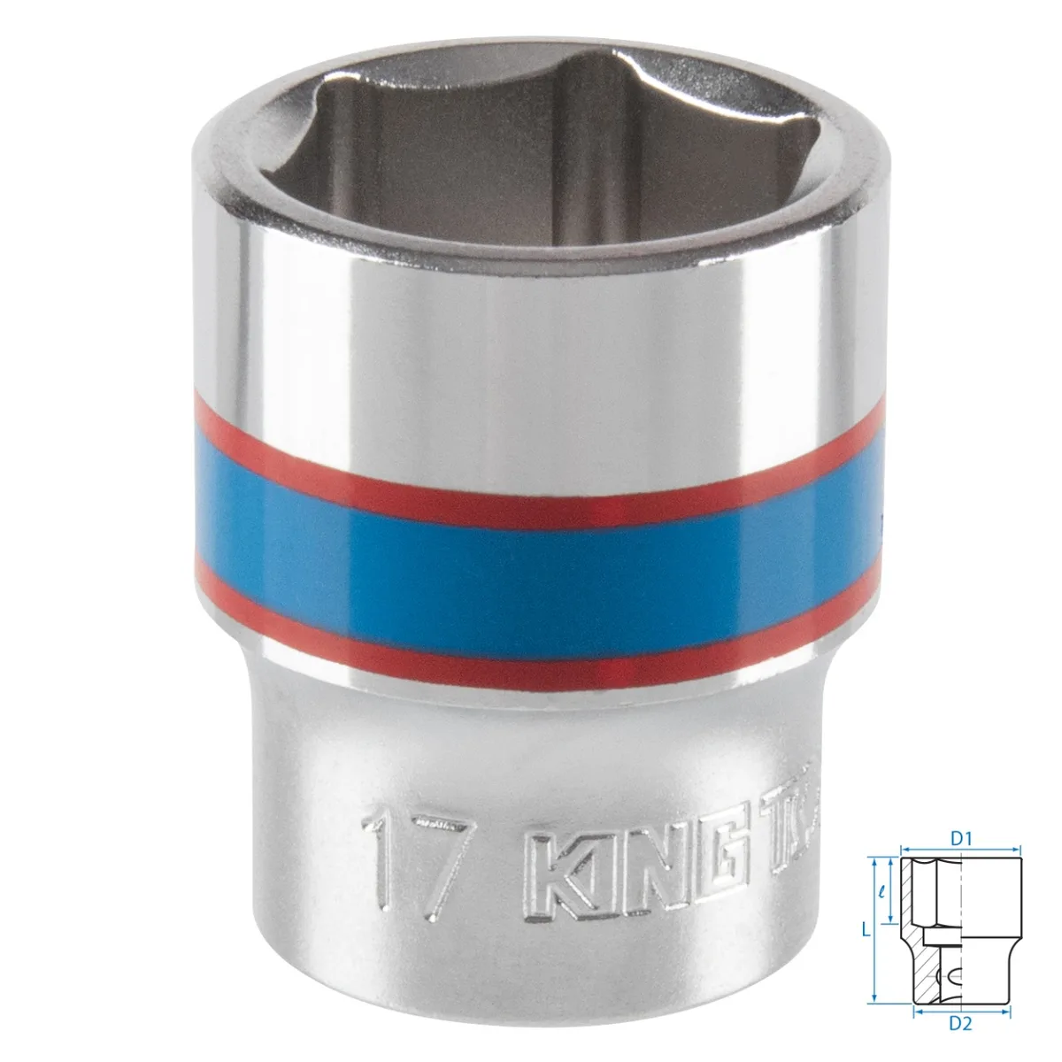 Головка торцевая стандартная шестигранная 3/8", 17 мм KING TONY 333517M