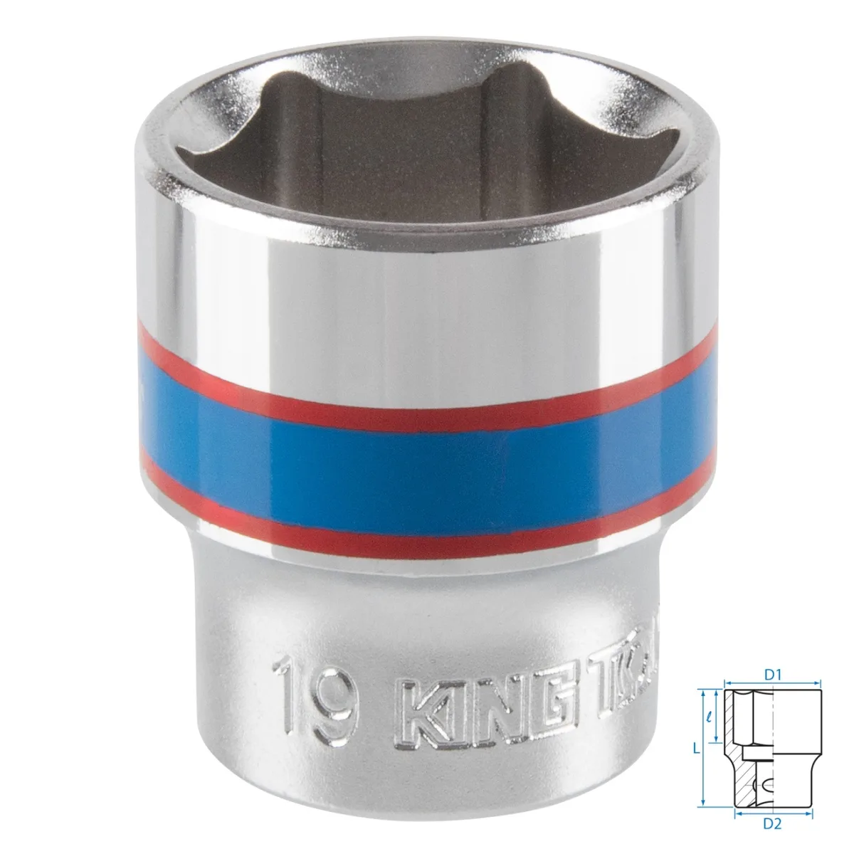 Головка торцевая стандартная шестигранная 3/8", 19 мм KING TONY 333519M
