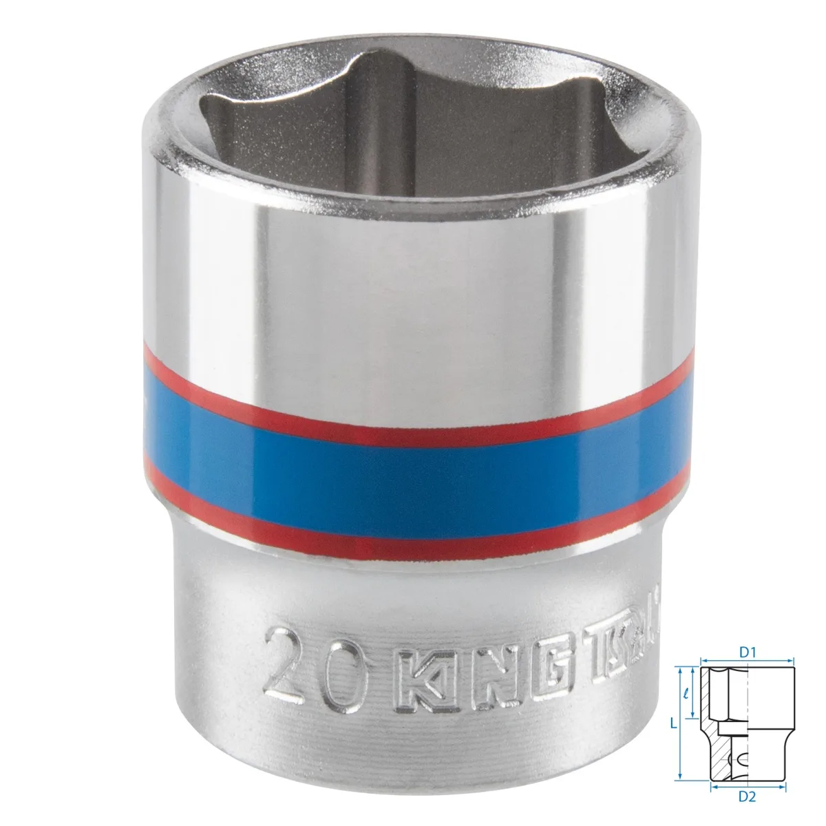 Головка торцевая стандартная шестигранная 3/8", 20 мм KING TONY 333520M