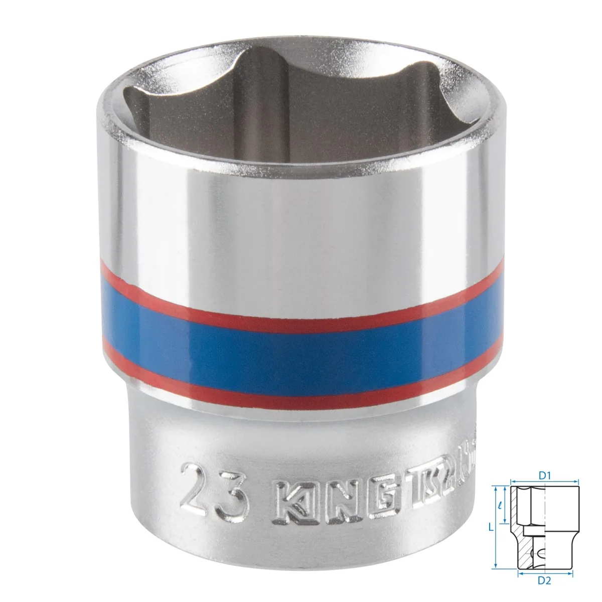 Головка торцевая стандартная шестигранная 3/8", 23 мм KING TONY 333523M