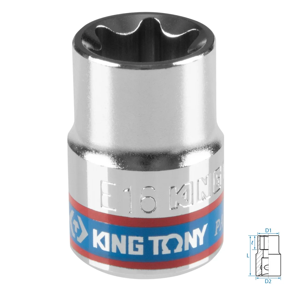 Головка торцевая TORX Е-стандарт 3/8", E16, L = 28 мм KING TONY 337516M