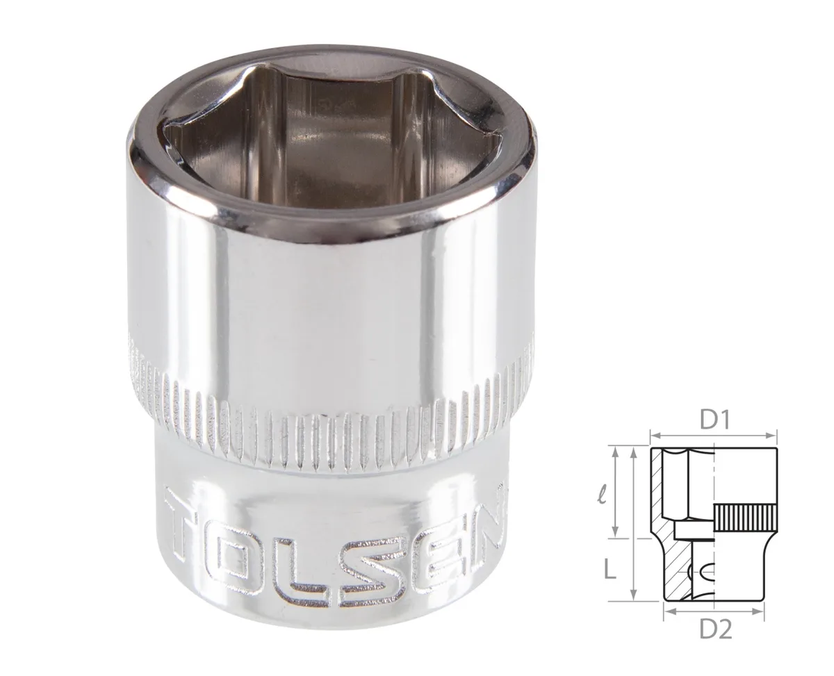 Головка торцевая стандартная шестигранная 3/8", 19 мм TOLSEN TT16319