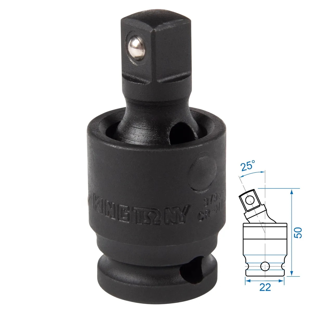 Кардан ударный 3/8", шаровый, с шариковым фиксатором KING TONY 3796P