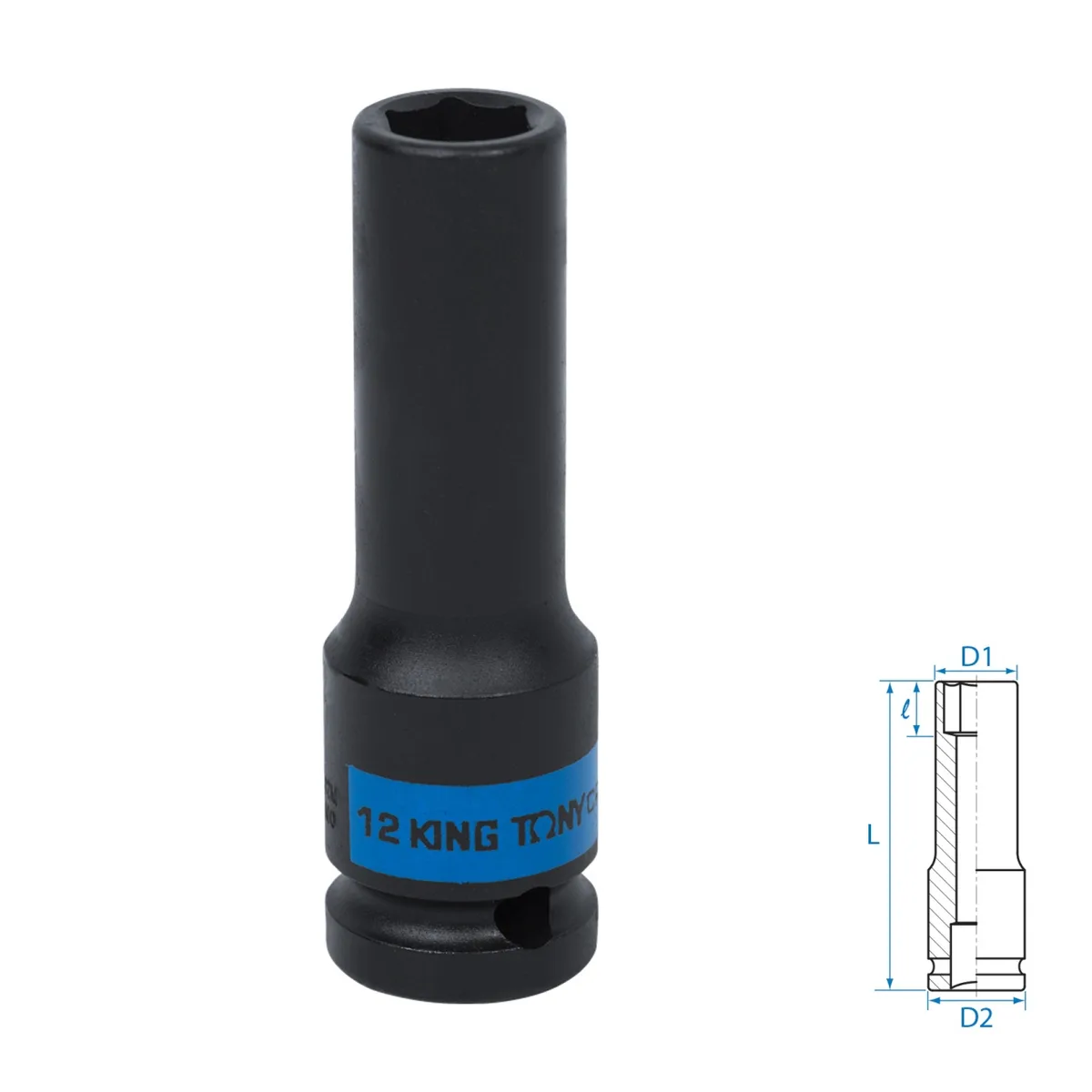 Головка торцевая ударная глубокая шестигранная 1/2", 12 мм KING TONY 443512M