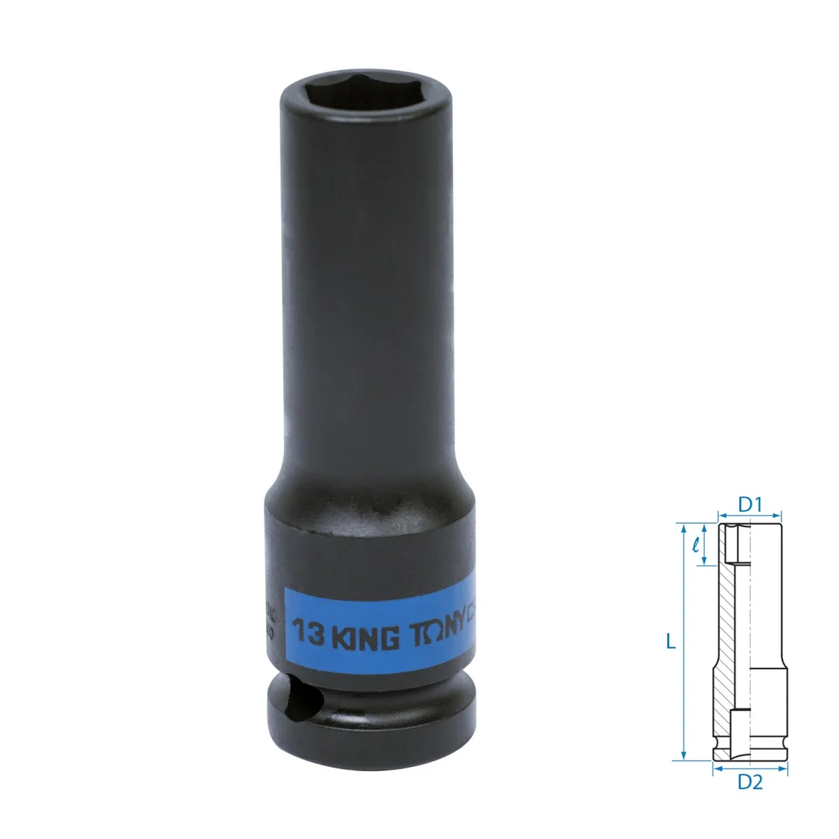 Головка торцевая ударная глубокая шестигранная 1/2", 13 мм KING TONY 443513M