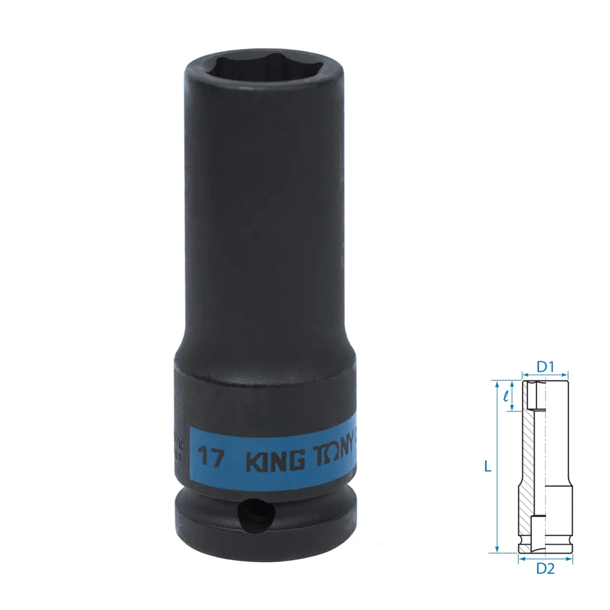 Головка торцевая ударная глубокая шестигранная 1/2", 17 мм KING TONY 443517M
