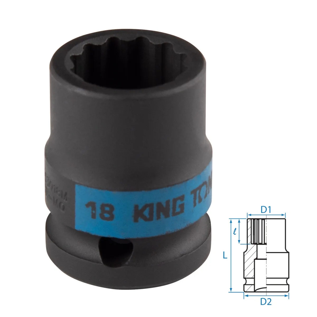 Головка торцевая ударная двенадцатигранная 1/2", 18 мм KING TONY 453018M