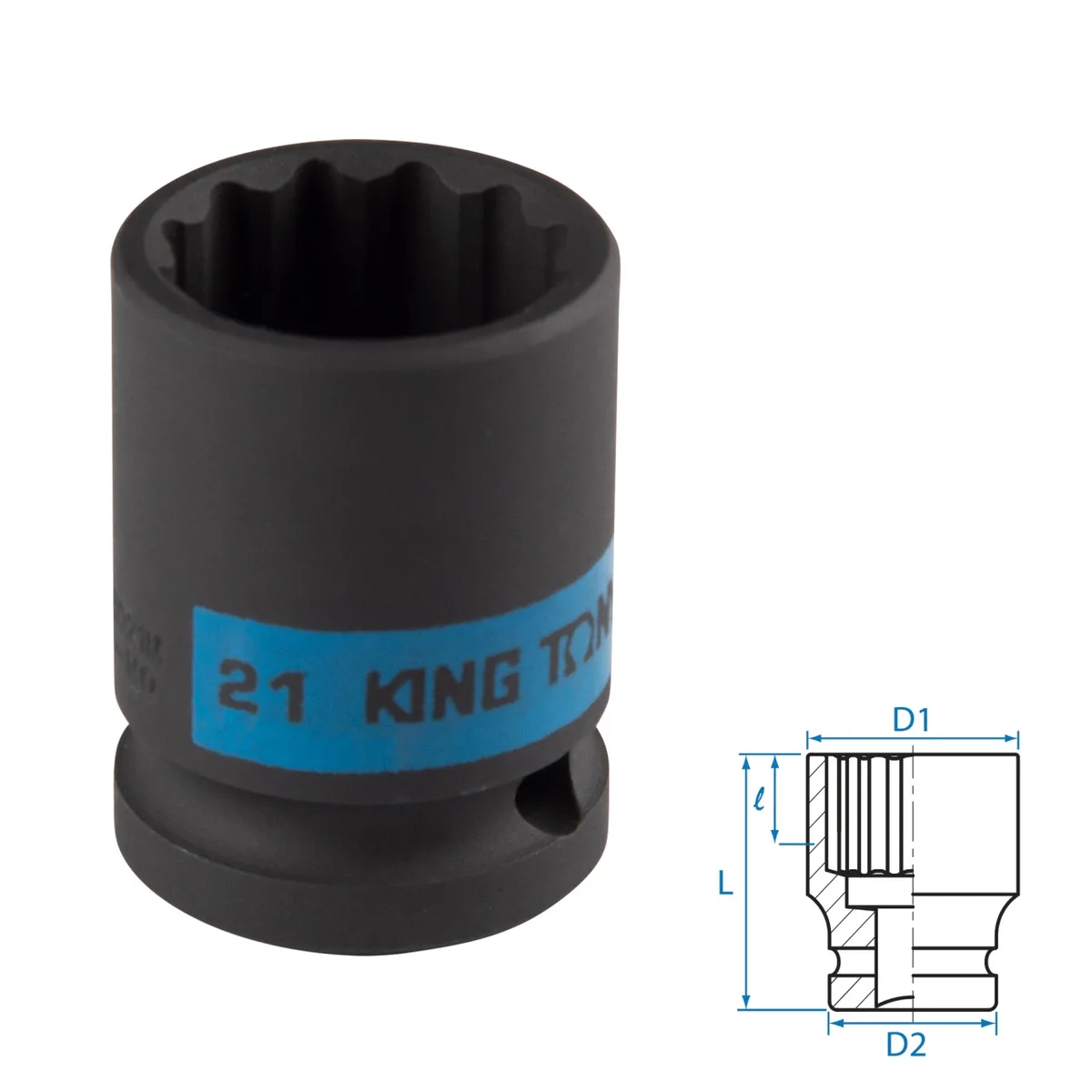Головка торцевая ударная двенадцатигранная 1/2", 21 мм KING TONY 453021M