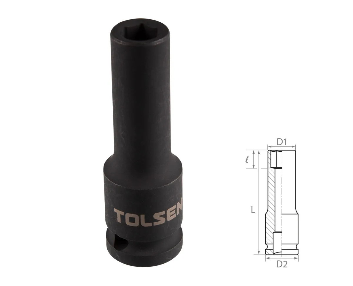 Головка торцевая ударная глубокая шестигранная 1/2", 10 мм TOLSEN TT18260
