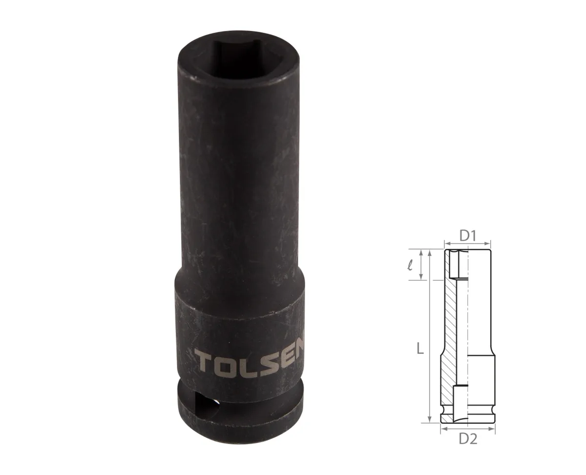 Головка торцевая ударная глубокая шестигранная 1/2", 15 мм TOLSEN TT18265