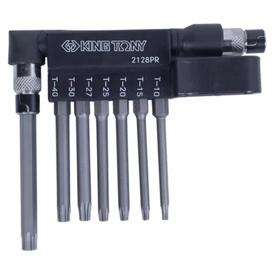 Набор вставок (бит) с воротком-битодержателем 1/4", Torx, T10-T40, 60 мм, 8 предметов KING TONY 2128PR