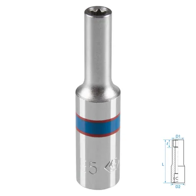 Головка торцевая TORX Е-стандарт 1/4", E5, L = 50 мм KING TONY 227505M