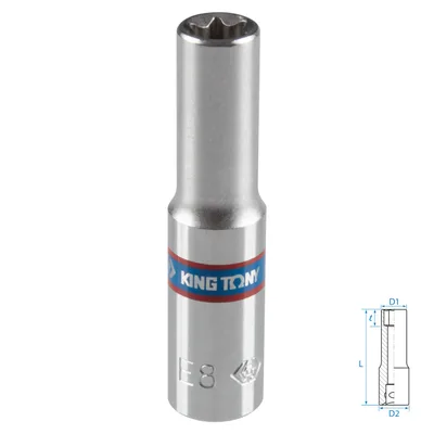 Головка торцевая TORX Е-стандарт 1/4", E8, L = 50 мм KING TONY 227508M