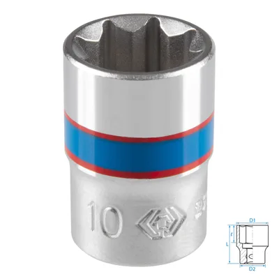 Головка торцевая восьмигранная 1/4", 10 мм KING TONY 231010M