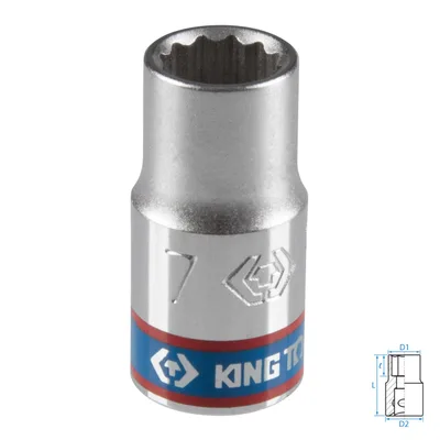 Головка торцевая стандартная двенадцатигранная 1/4", 7 мм KING TONY 233007M