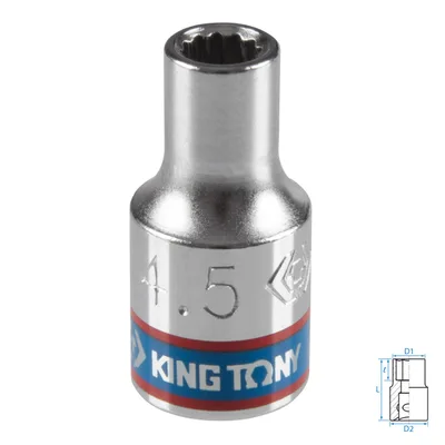 Головка торцевая стандартная двенадцатигранная 1/4", 4,5 мм KING TONY 233045M