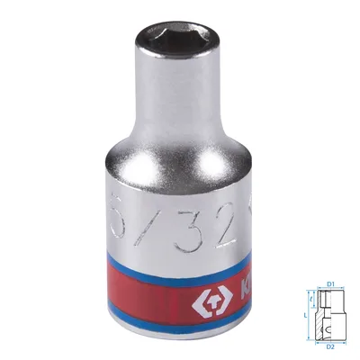 Головка торцевая стандартная шестигранная 1/4", 5/32", дюймовая KING TONY 233505S