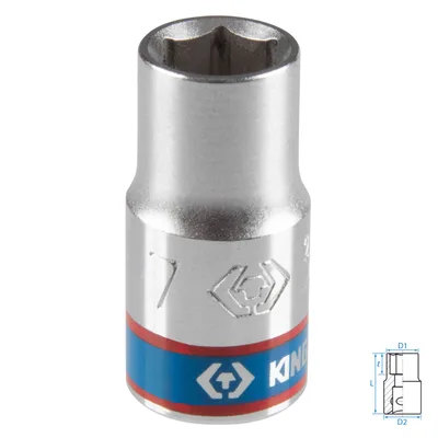 Головка торцевая стандартная шестигранная 1/4", 7 мм KING TONY 233507M