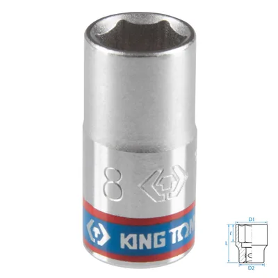 Головка торцевая стандартная шестигранная 1/4", 8 мм KING TONY 233508M