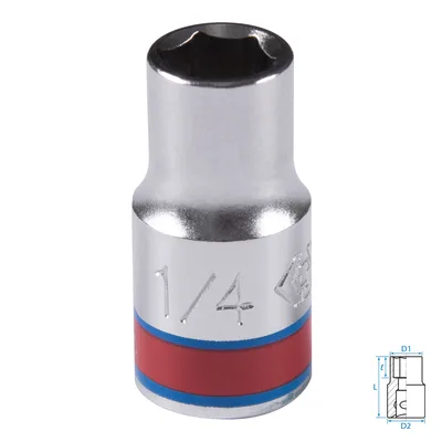 Головка торцевая стандартная шестигранная 1/4", 1/4", дюймовая KING TONY 233508S