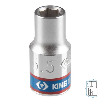 Головка торцевая стандартная шестигранная 1/4", 5,5 мм KING TONY 233555M